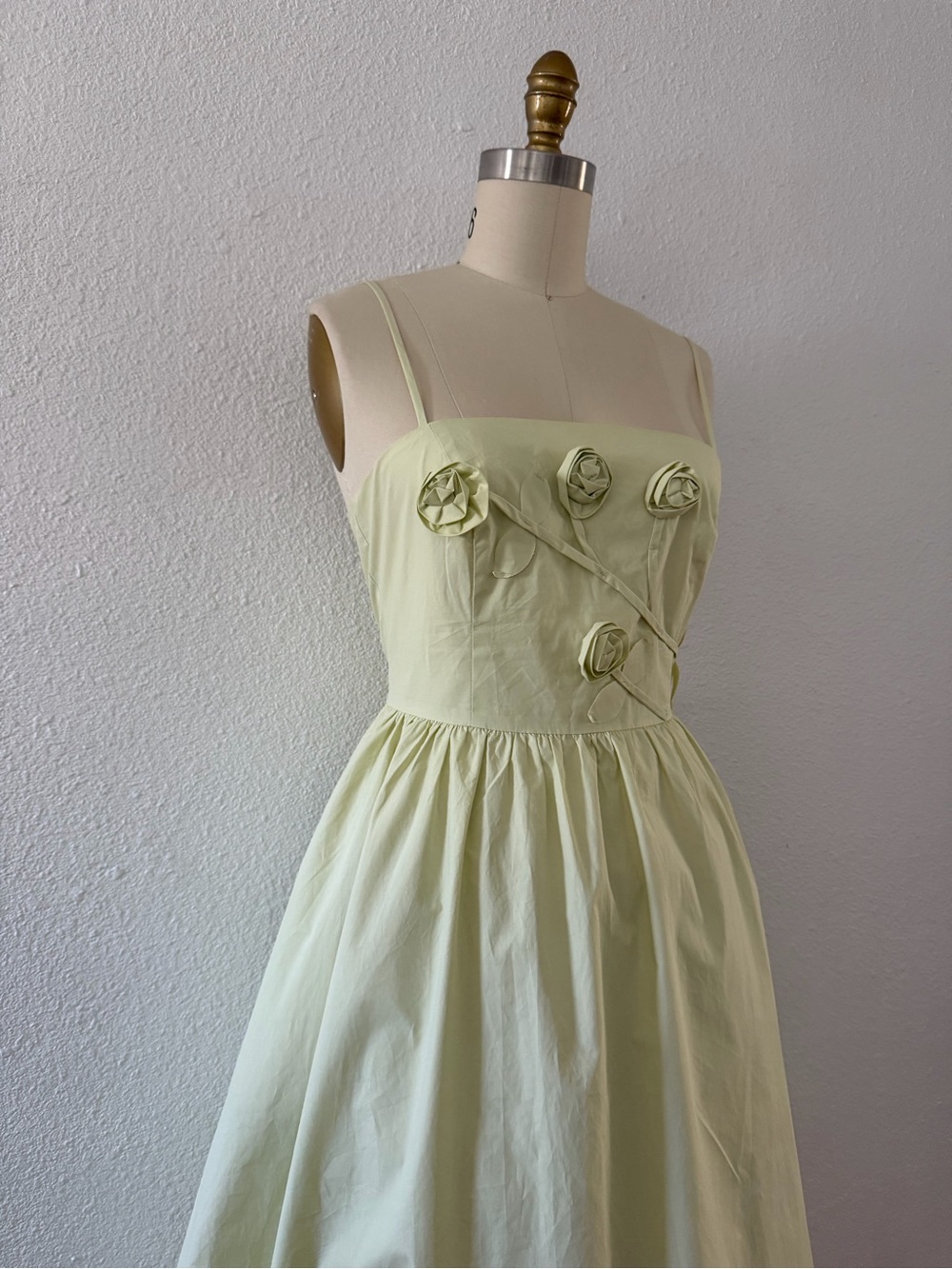Astr Light Green Strapless Midi Dress with Rosette Accents - Picture 6 of 7